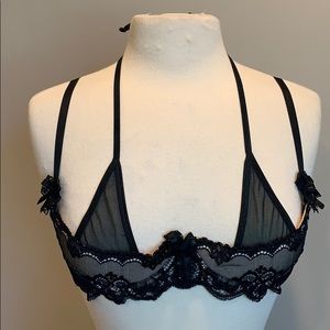 Axami Sexy Lacy Demi Cup Halter Bra Sz 36B
